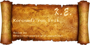 Korcsmáros Erik névjegykártya