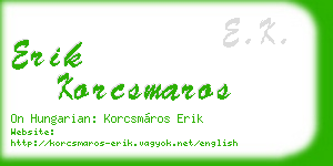 erik korcsmaros business card